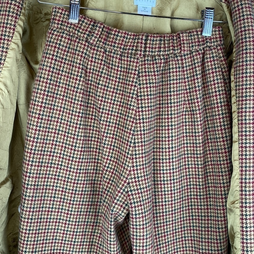 Womanβs Vintage Koret Petites Wool Blend Houndstooth Brown Suit- Size 6 - Picture 10 of 14